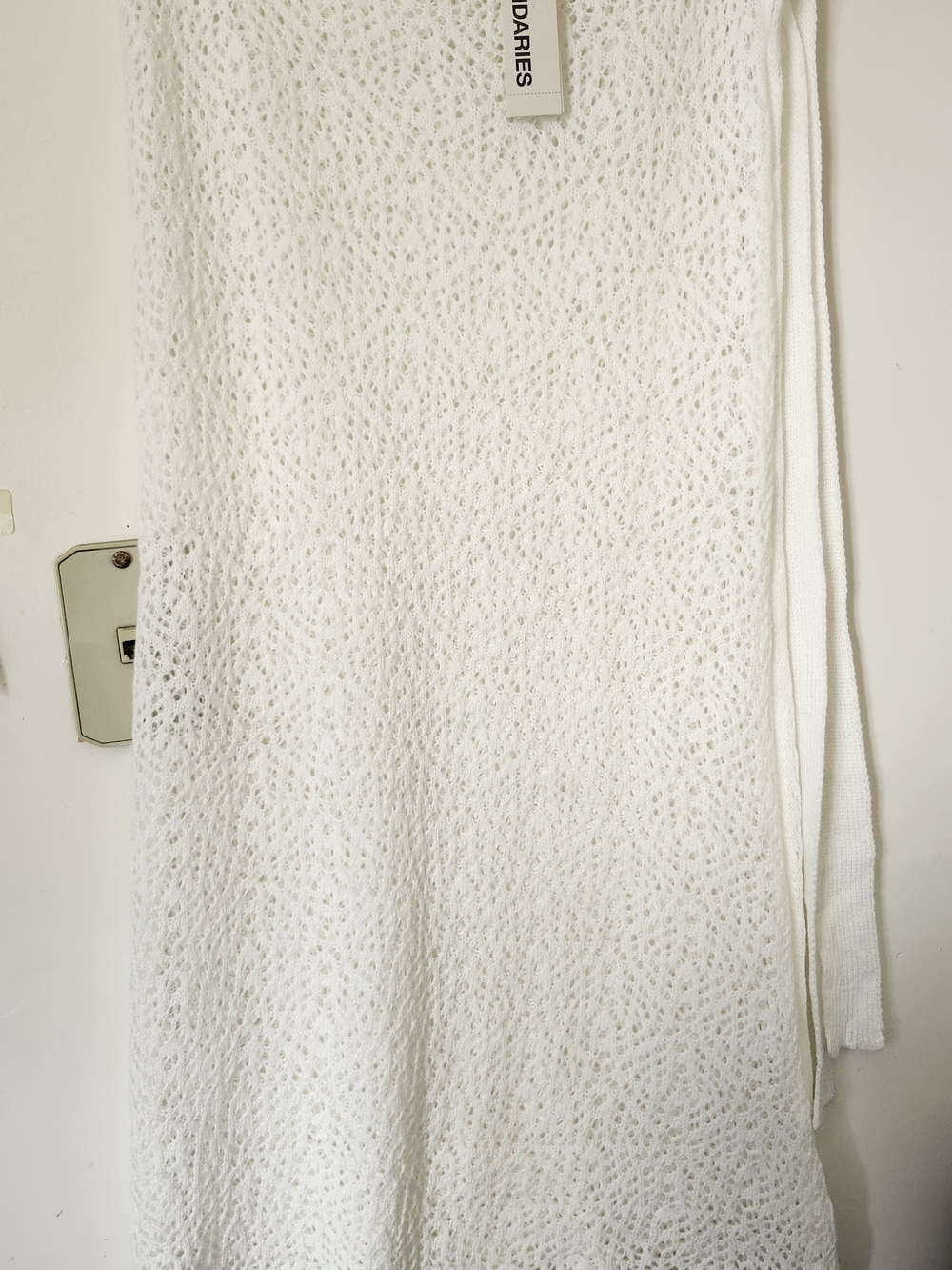 White Knit Throw Skirt W/ Ties Lightweight Breathable